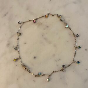 925 Sterling Silver and Multicolor Crystal Ankle Bracelet